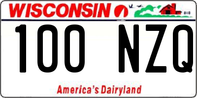 WI license plate 100NZQ