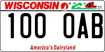 WI license plate 100OAB