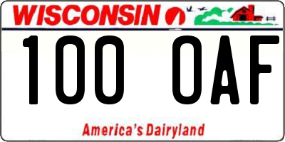 WI license plate 100OAF