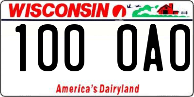 WI license plate 100OAO
