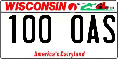 WI license plate 100OAS
