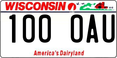 WI license plate 100OAU