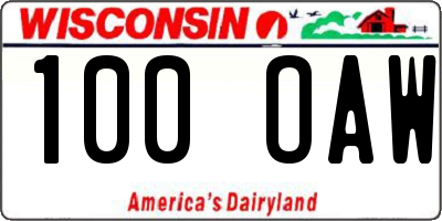 WI license plate 100OAW