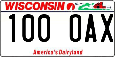 WI license plate 100OAX