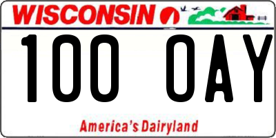WI license plate 100OAY