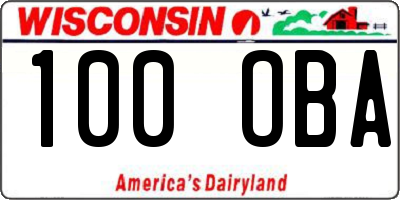 WI license plate 100OBA