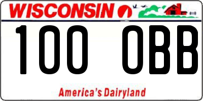 WI license plate 100OBB