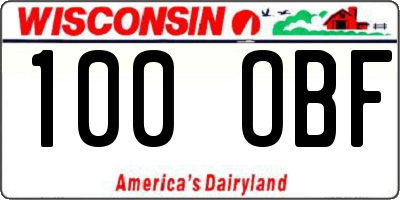 WI license plate 100OBF