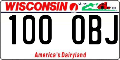 WI license plate 100OBJ