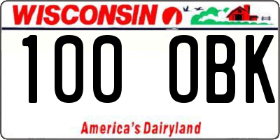 WI license plate 100OBK