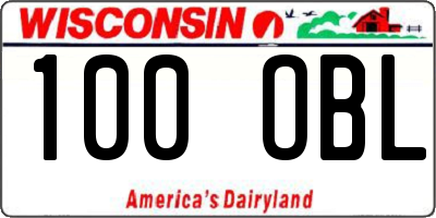 WI license plate 100OBL