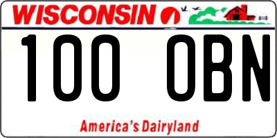 WI license plate 100OBN