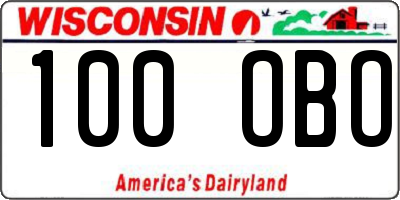 WI license plate 100OBO