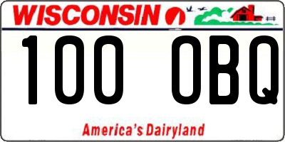 WI license plate 100OBQ