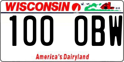WI license plate 100OBW