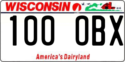 WI license plate 100OBX