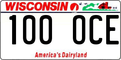WI license plate 100OCE