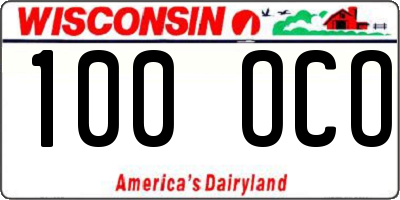 WI license plate 100OCO