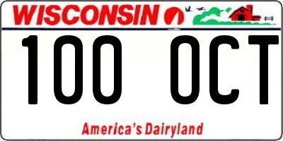 WI license plate 100OCT