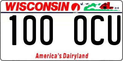 WI license plate 100OCU