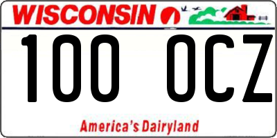 WI license plate 100OCZ