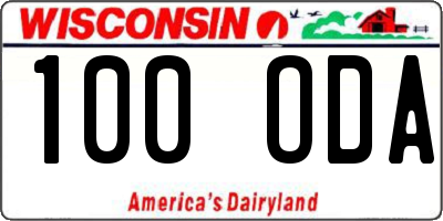 WI license plate 100ODA