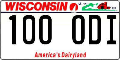 WI license plate 100ODI