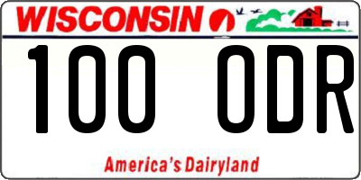 WI license plate 100ODR