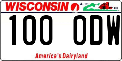 WI license plate 100ODW