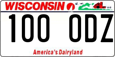 WI license plate 100ODZ