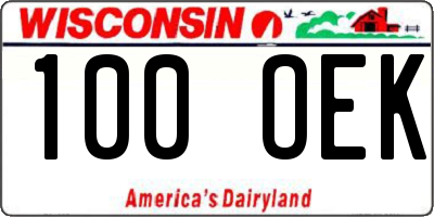 WI license plate 100OEK