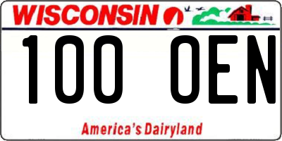 WI license plate 100OEN