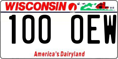 WI license plate 100OEW