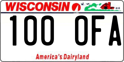 WI license plate 100OFA