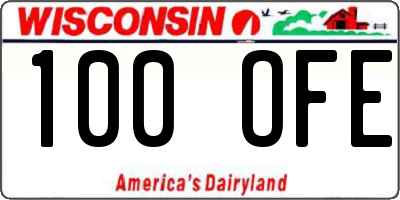 WI license plate 100OFE