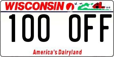 WI license plate 100OFF