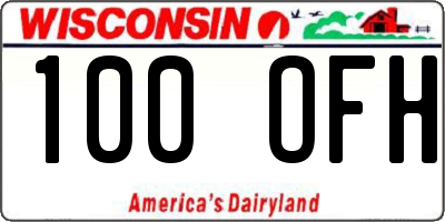 WI license plate 100OFH