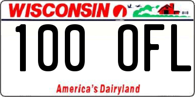 WI license plate 100OFL