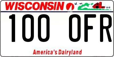 WI license plate 100OFR