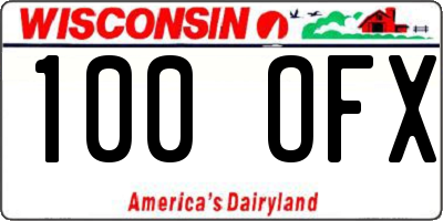 WI license plate 100OFX
