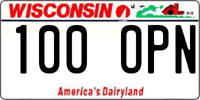 WI license plate 100OPN