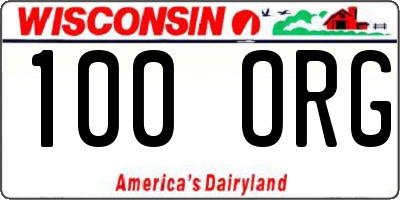 WI license plate 100ORG