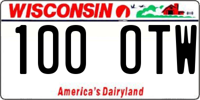 WI license plate 100OTW