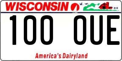 WI license plate 100OUE