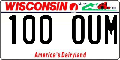 WI license plate 100OUM