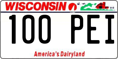 WI license plate 100PEI