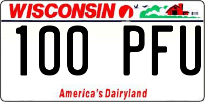 WI license plate 100PFU