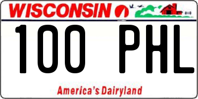 WI license plate 100PHL