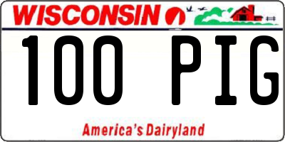 WI license plate 100PIG