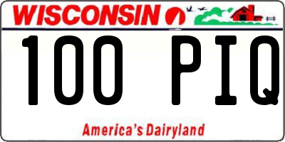 WI license plate 100PIQ